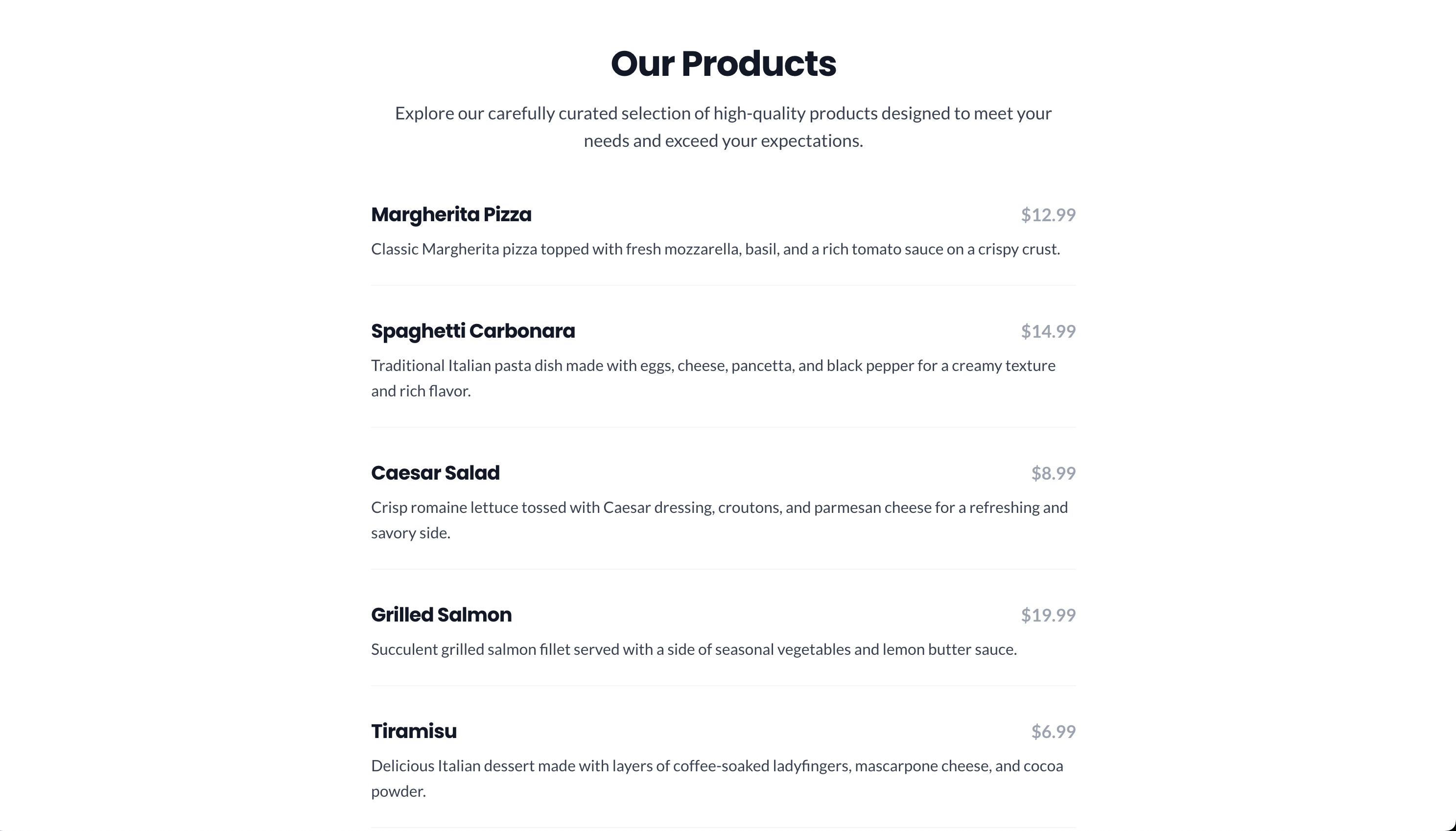 Publish your menu screenshot